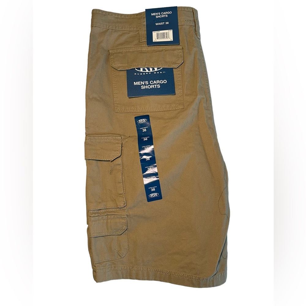 Rugged Wear Men’s Cargo Shorts Tan Khaki 9”Inseam